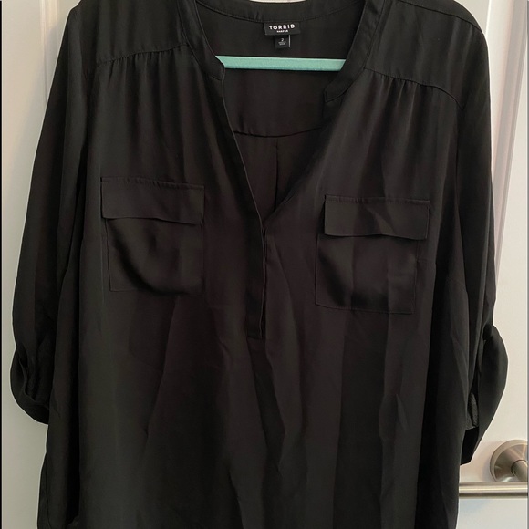 ❌SOLD❌ HARPER - BLACK GEORGETTE PULLOVER BLOUSE - Picture 4 of 7